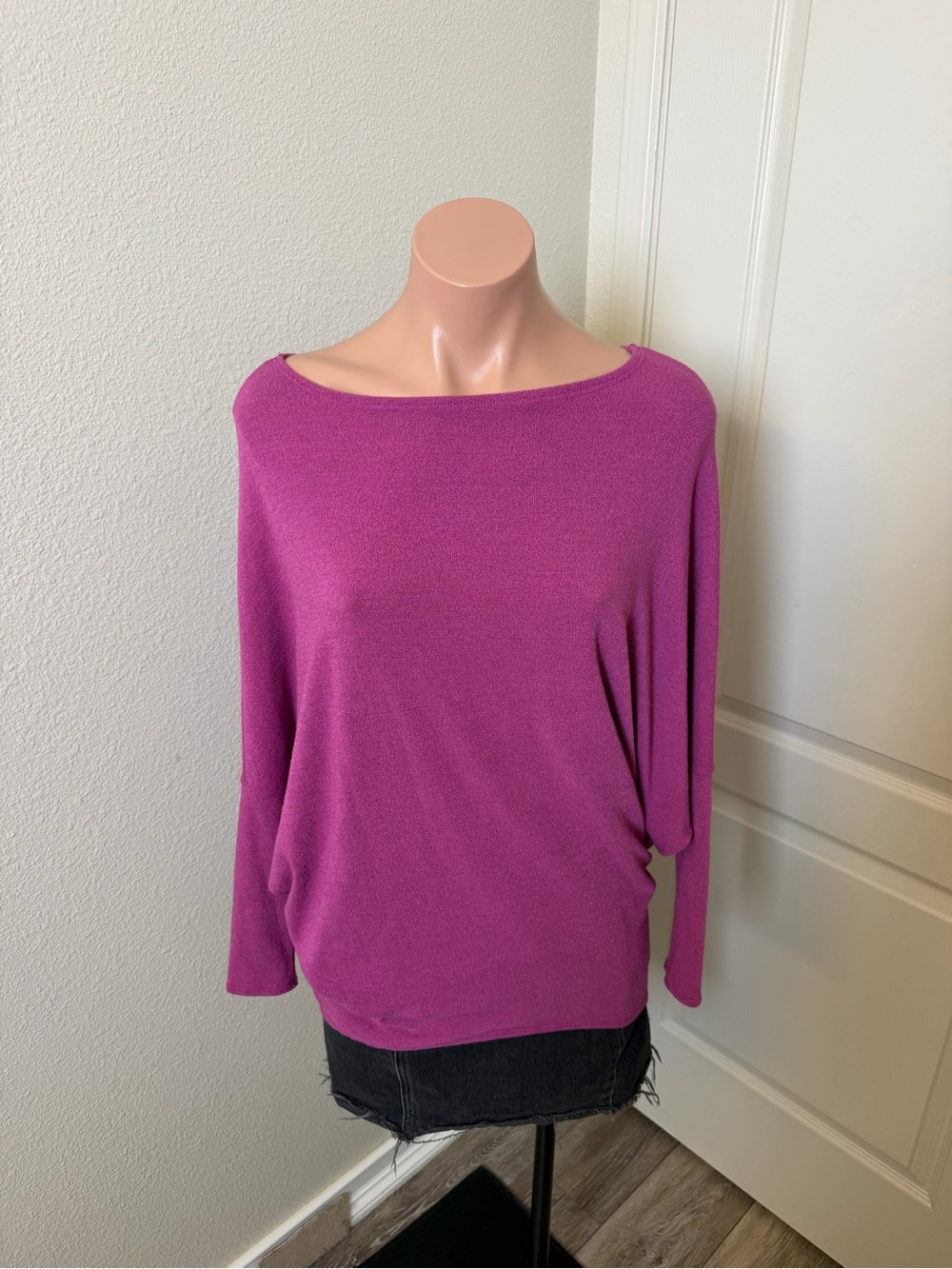 Willow Magenta Boatneck Dolman Long Sleeve Top